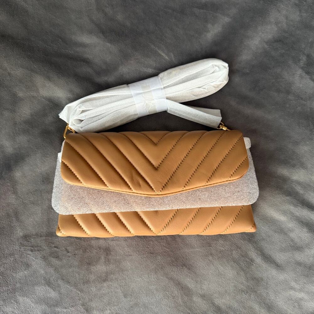 Quince Italian Leather Quilted Wallet Crossbody Golden Tan NWT